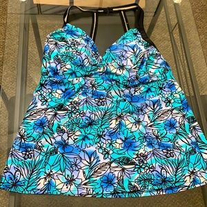 Multicolored Flower Print Tankini Swim Top